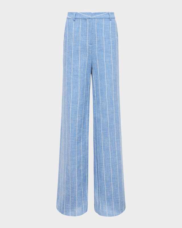 Pilar Pinstriped Wide-Leg Pants